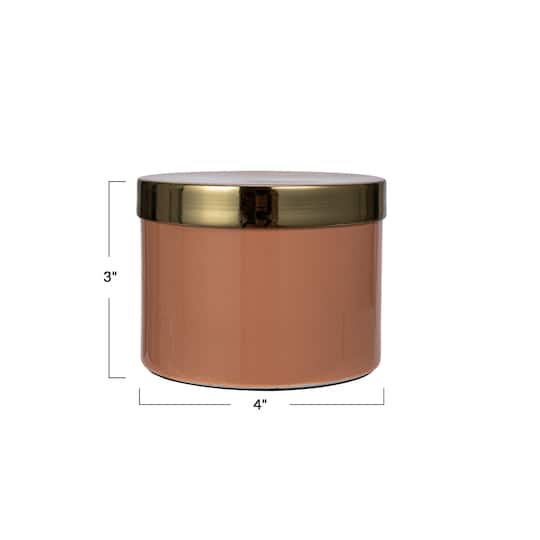 Hello Honey® 3" Pink & Gold Enameled Metal Box with Shiny Interior